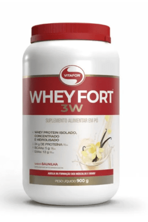 WHEY FORT® 3W: Whey Protein Isolado, Concentrado e Hidrolisado sabor Baunilha 900g WHEY FORT® 3W: Whey Protein Isolado, Concentrado e Hidrolisado sabor Baunilha 900g
